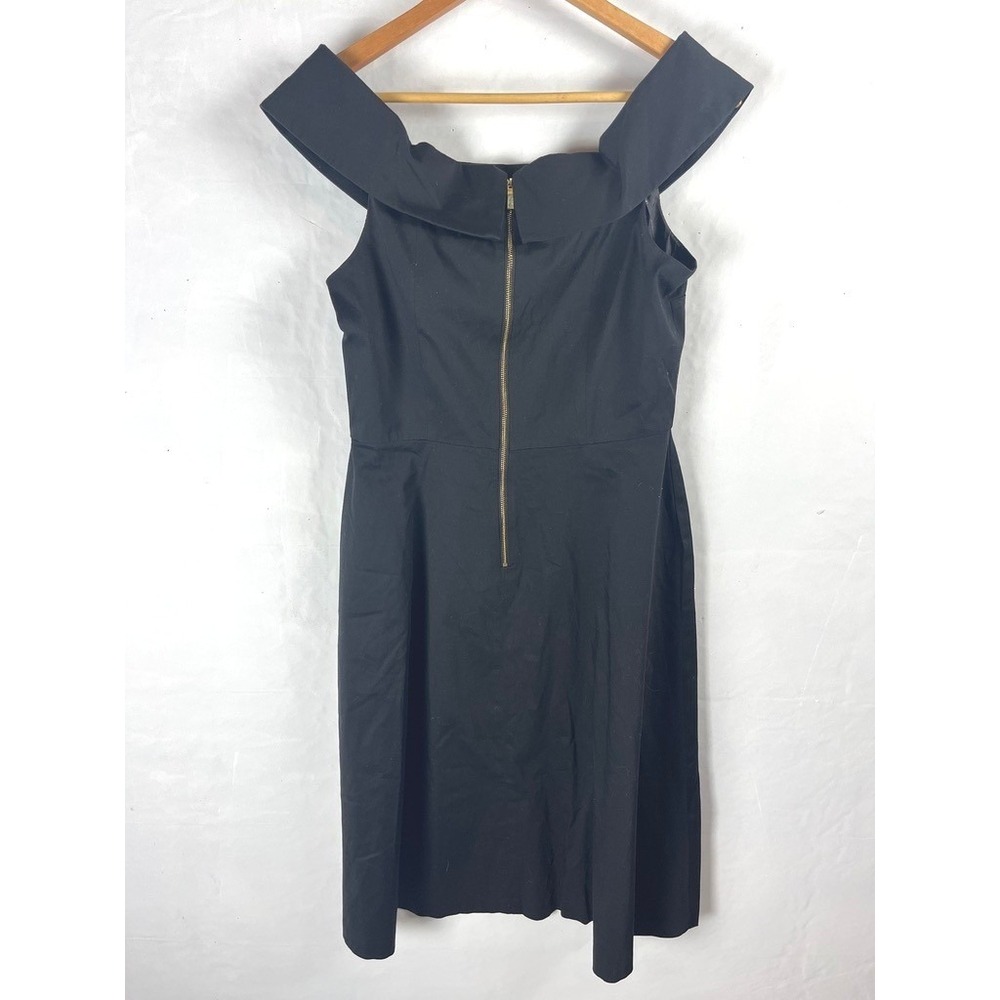 Calvin Klein Black Off Shoulder Portrait Collar Fit Flare Midi Dress 10 - Picture 3 of 7